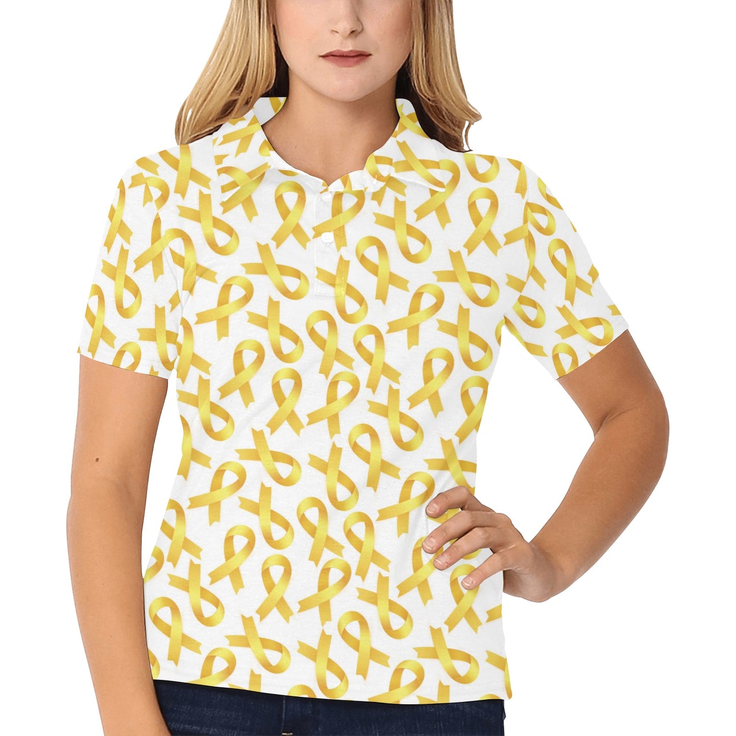 Childhood cancer Pattern Print Design 02 Women's Polo Shirt