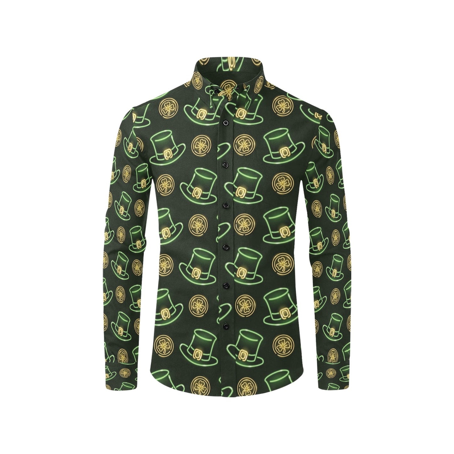 St Patricks Day Print Design LKS308 Men's Long Sleeve Dress Shirt