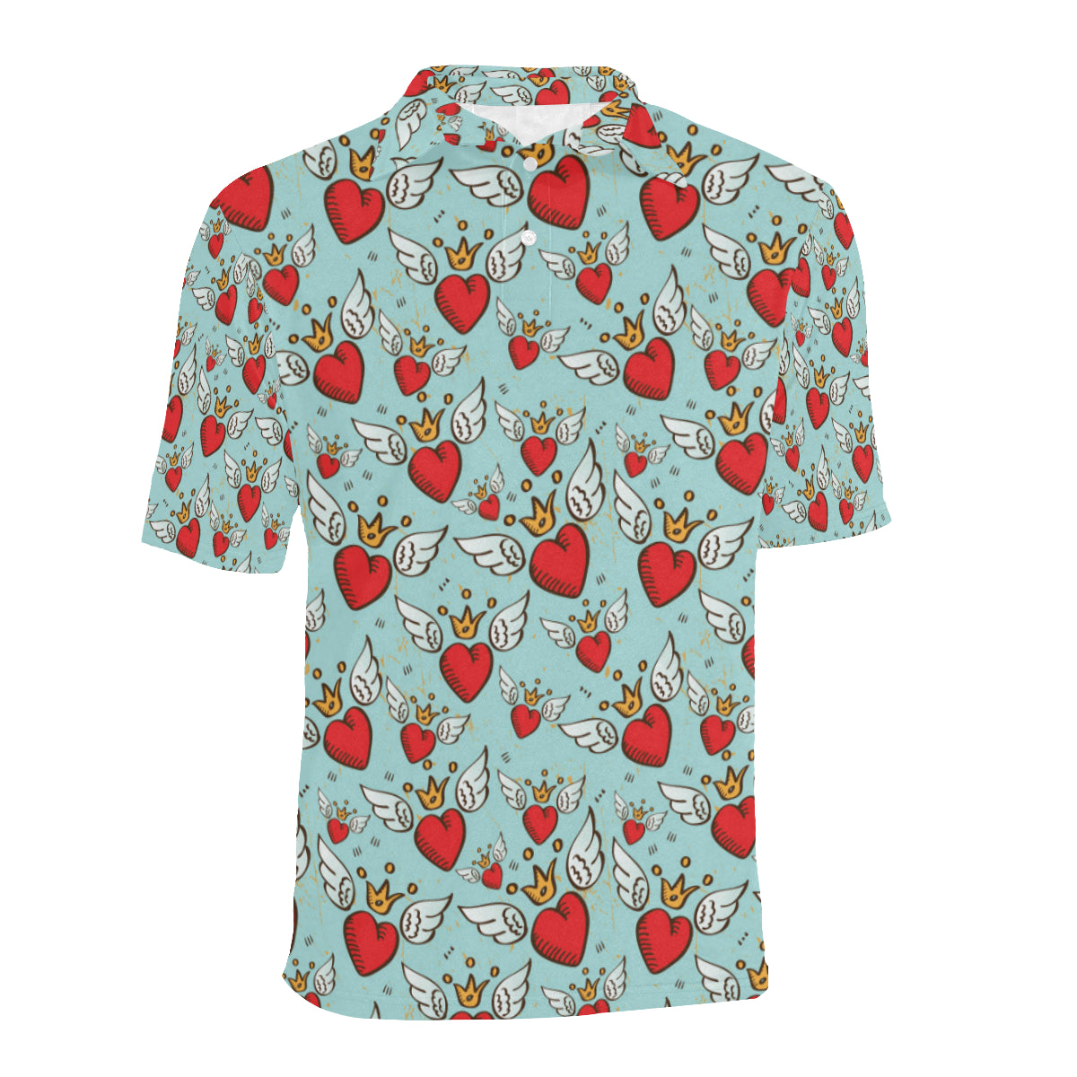Angel Wings Heart Pattern Print Design 02 Men Polo Shirt
