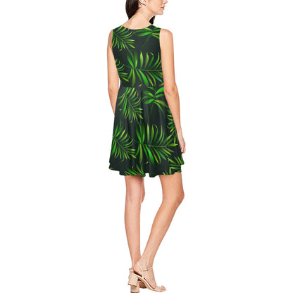 Rainforest Pattern Print Design RF03 Sleeveless Dress