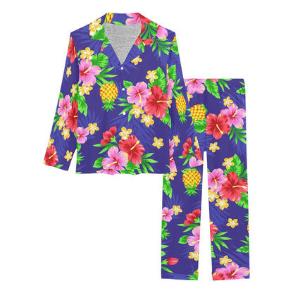 Hawaiian Themed Pattern Print Design H05 Women's Long Pajama Set