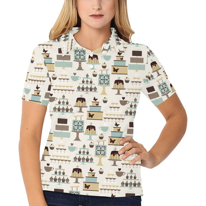 Cake Pattern Print Design 02 Women's Polo Shirt