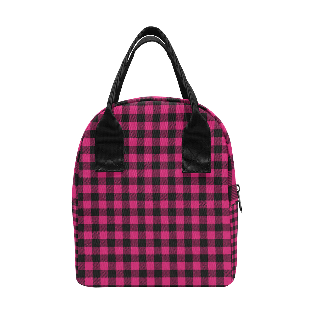 Pink Tartan Plaid Pattern Insulated Lunch Bag