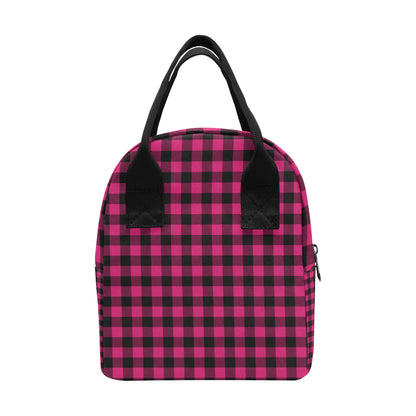 Pink Tartan Plaid Pattern Insulated Lunch Bag