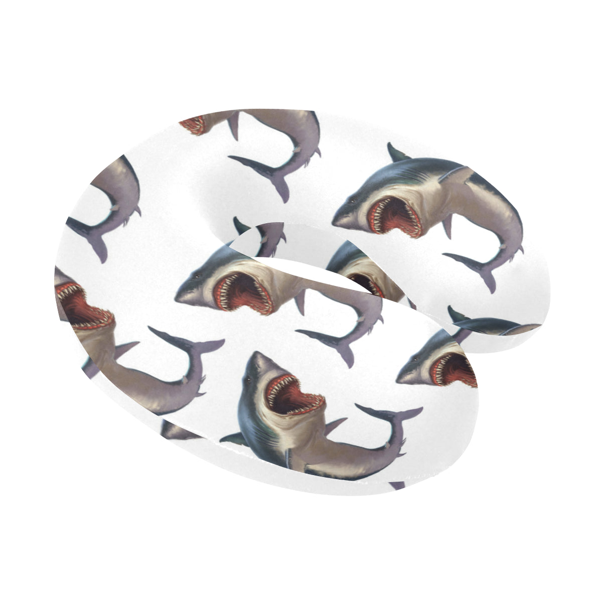 Great White Shark Pattern Print Design 03 U-Shaped Travel Neck Pillow