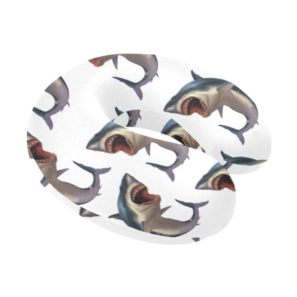 Great White Shark Pattern Print Design 03 U-Shaped Travel Neck Pillow