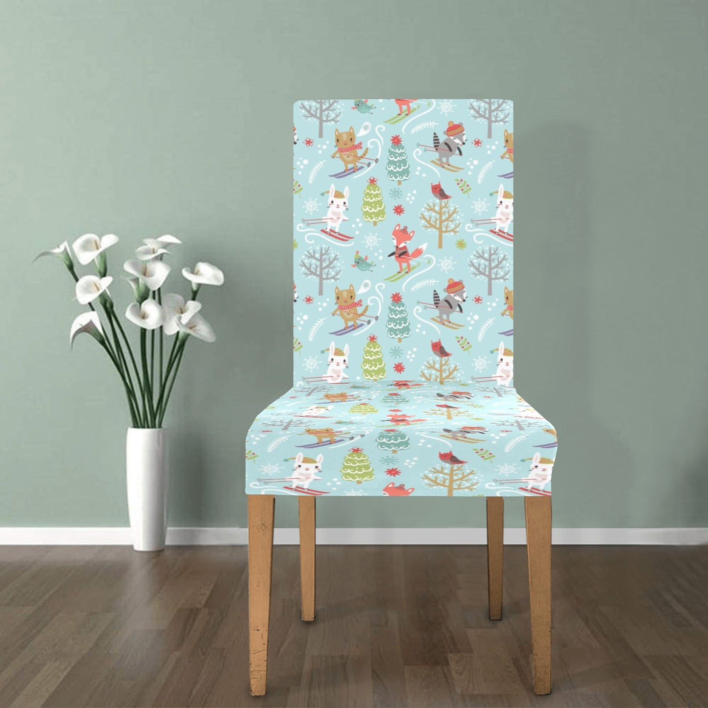Ski Fox Cute Print Design LKS303 Dining Chair Slipcover