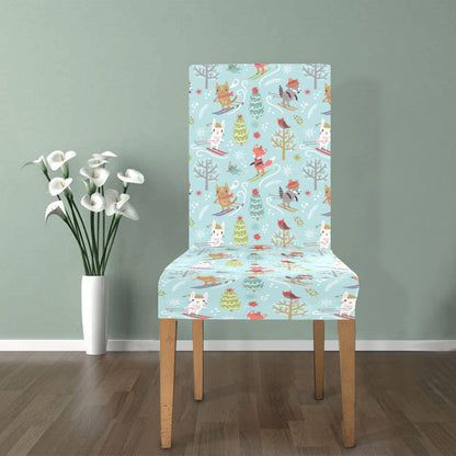 Ski Fox Cute Print Design LKS303 Dining Chair Slipcover