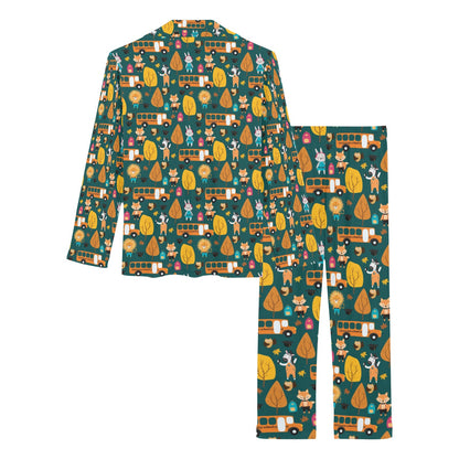 School Bus Print Design LKS309 Women's Long Pajama Set
