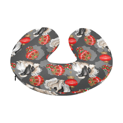 Japanese Chin Pattern Print Design 02 U-Shaped Travel Neck Pillow