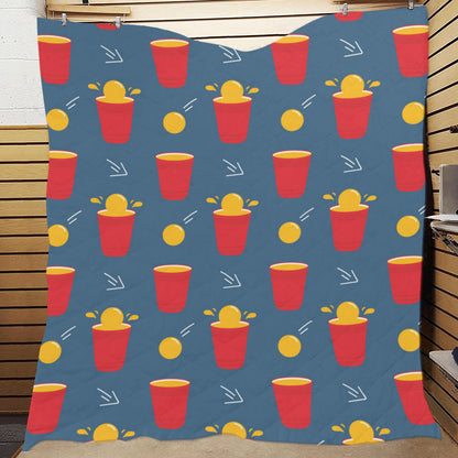Beer Pong Pattern Print Design 02 Premium Quilt
