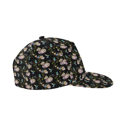 Hummingbird Flower Themed Print Snapback Cap