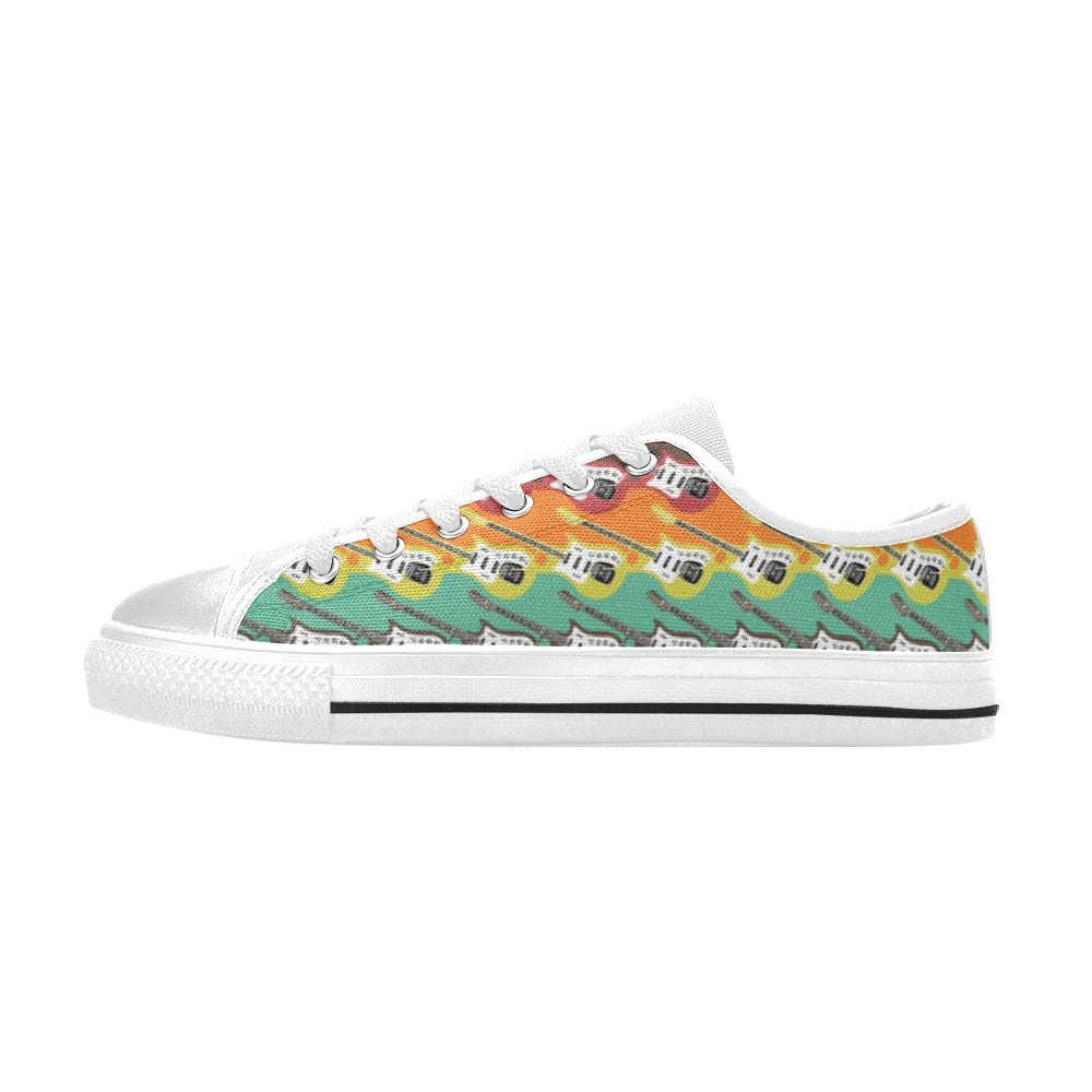 Electric Guitar Print Design LKS401 Women's White Low Top Shoes