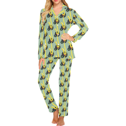 Saxophone Print Design LKS405 Women's Long Pajama Set