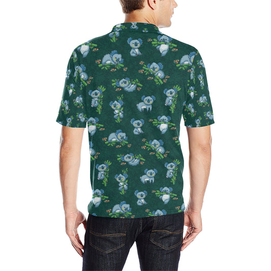 Koala Blue Design Print Men Polo Shirt