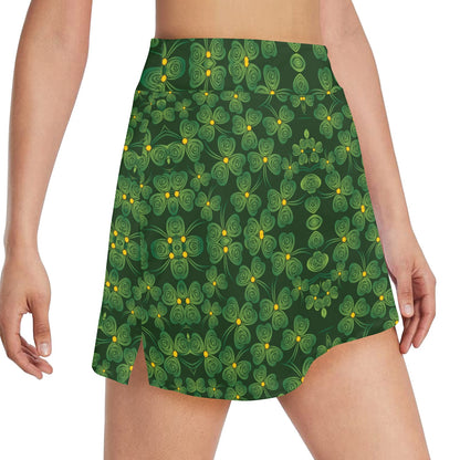 Shamrock Pattern 17" Golf & Pickleball Skort with Pockets