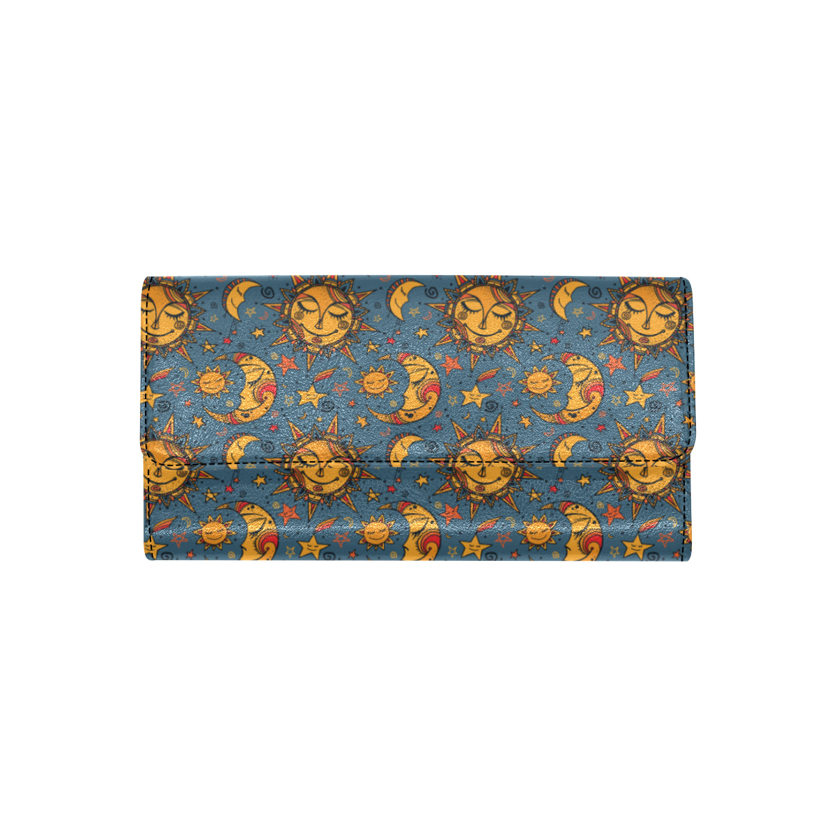 Celestial Moon Sun Pattern Print Design 02 Women's Trifold Wallet