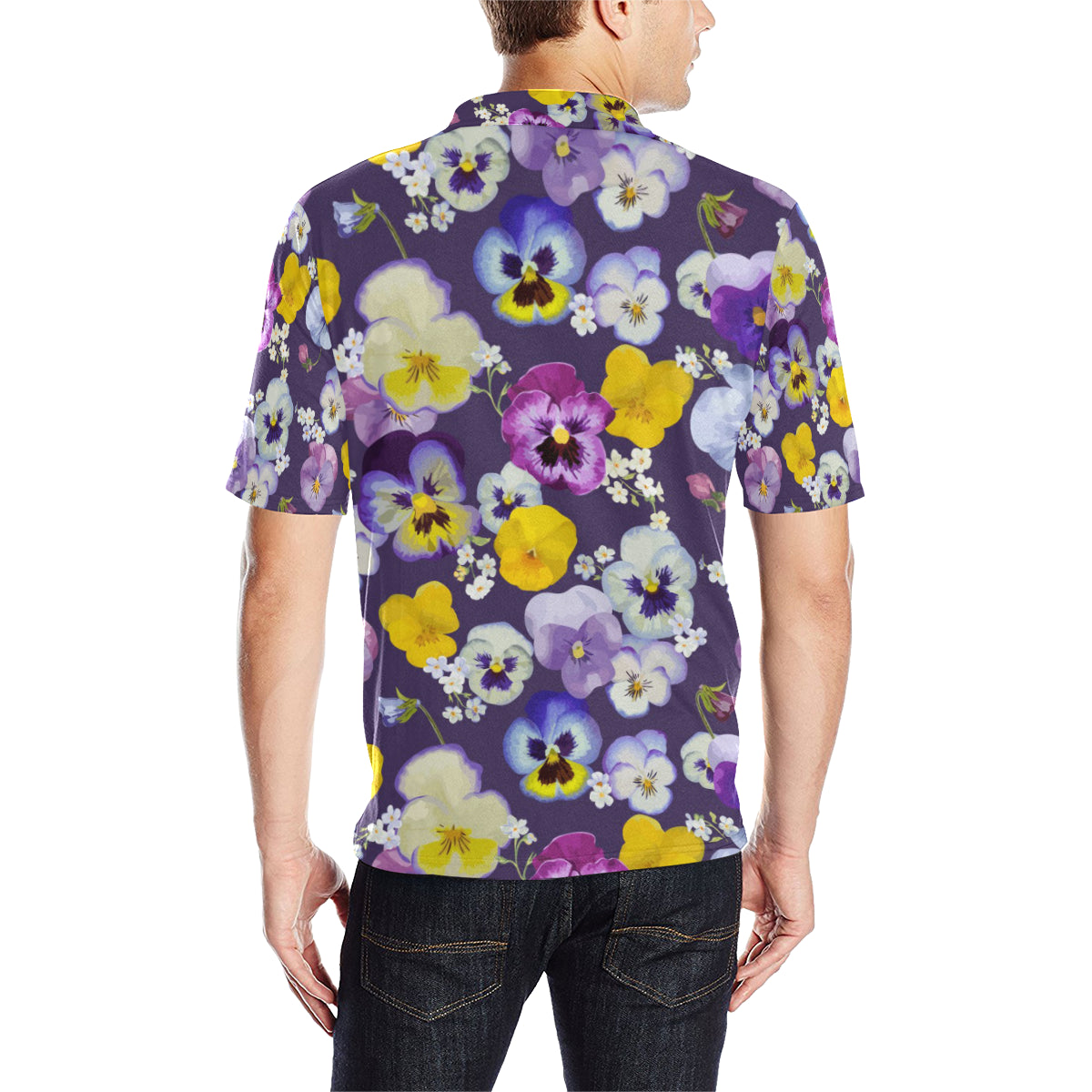 Pansy Pattern Print Design PS02 Men Polo Shirt