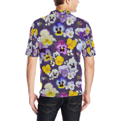 Pansy Pattern Print Design PS02 Men Polo Shirt