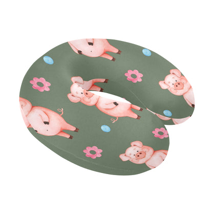 Pig Pattern Print Design 03 U-Shaped Travel Neck Pillow