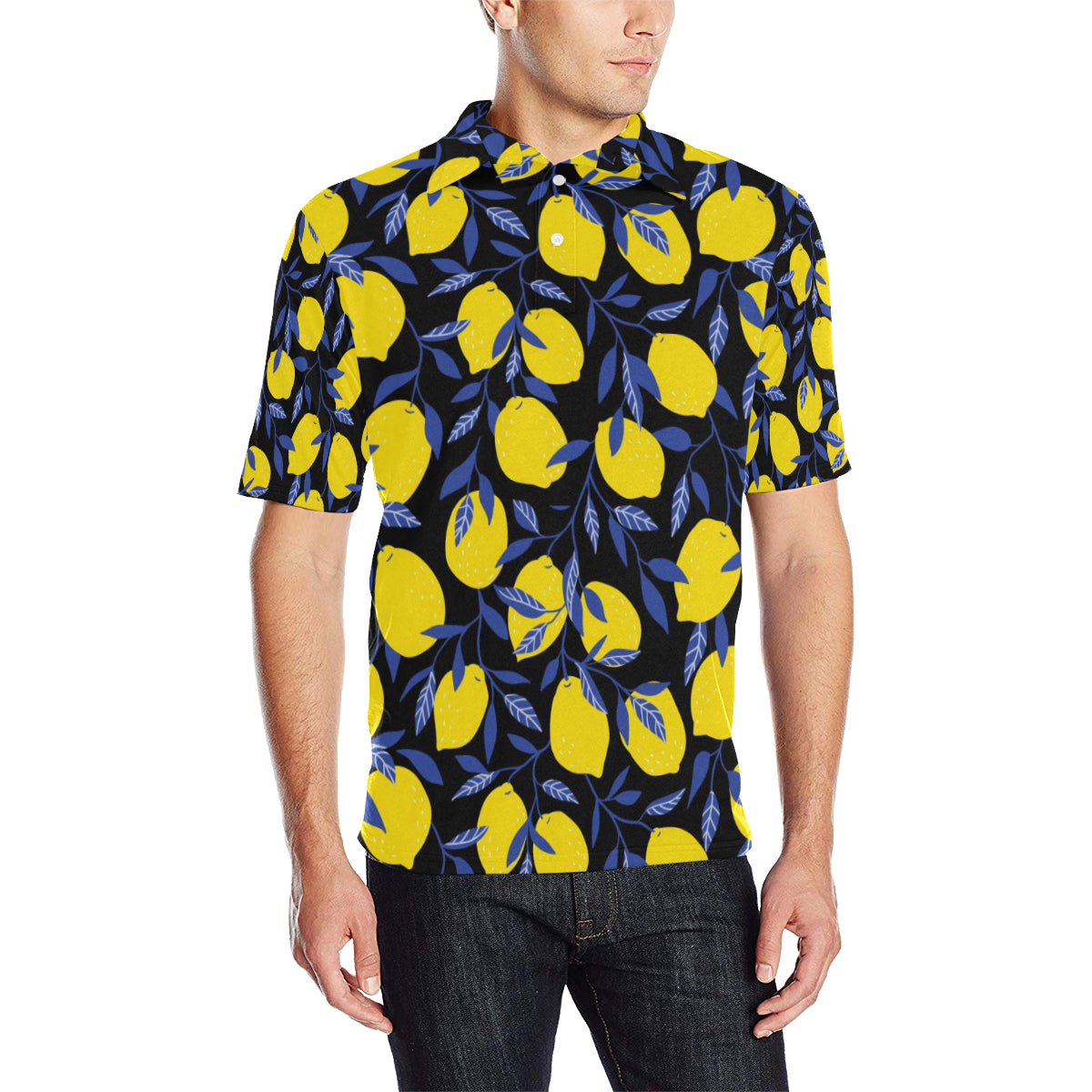 Lemon Pattern Print Design LM01 Men Polo Shirt