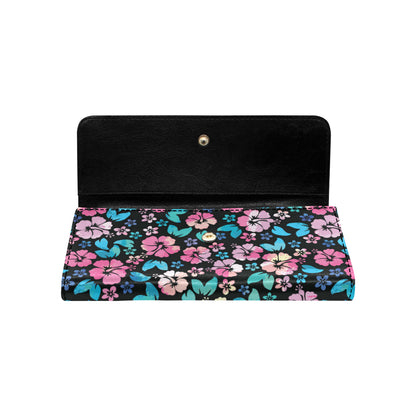 Pink Hibiscus Hawaiian Flower Women's Trifold Wallet