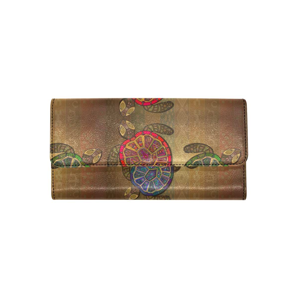 Sea Turtle Tribal Colorful Women's Trifold Wallet