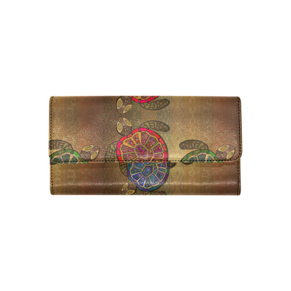 Sea Turtle Tribal Colorful Women's Trifold Wallet