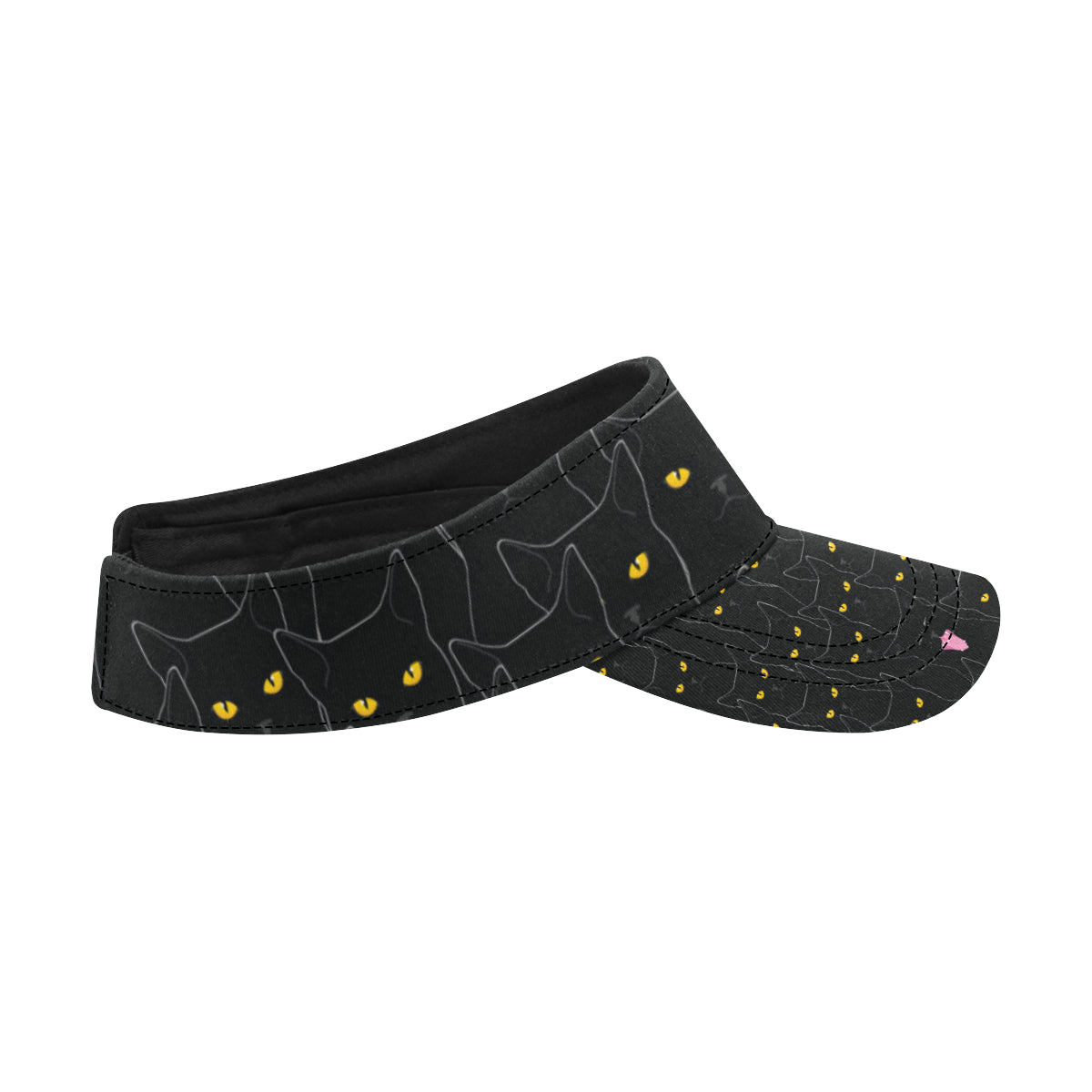 Black Cat Yellow Eyes Print Pattern Unisex Sun Visor