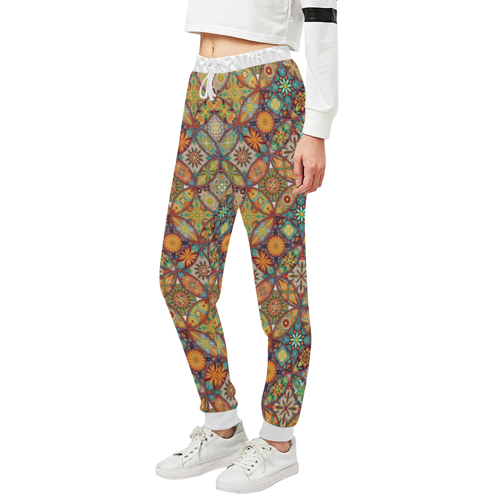 Mandala Flower Themed Design Print Unisex Sweatpants