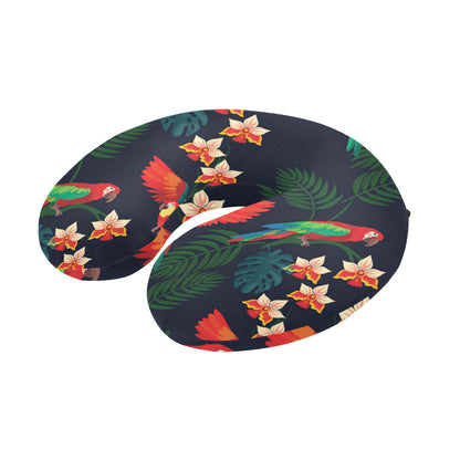 Macaw Pattern Print Design 02 U-Shaped Travel Neck Pillow