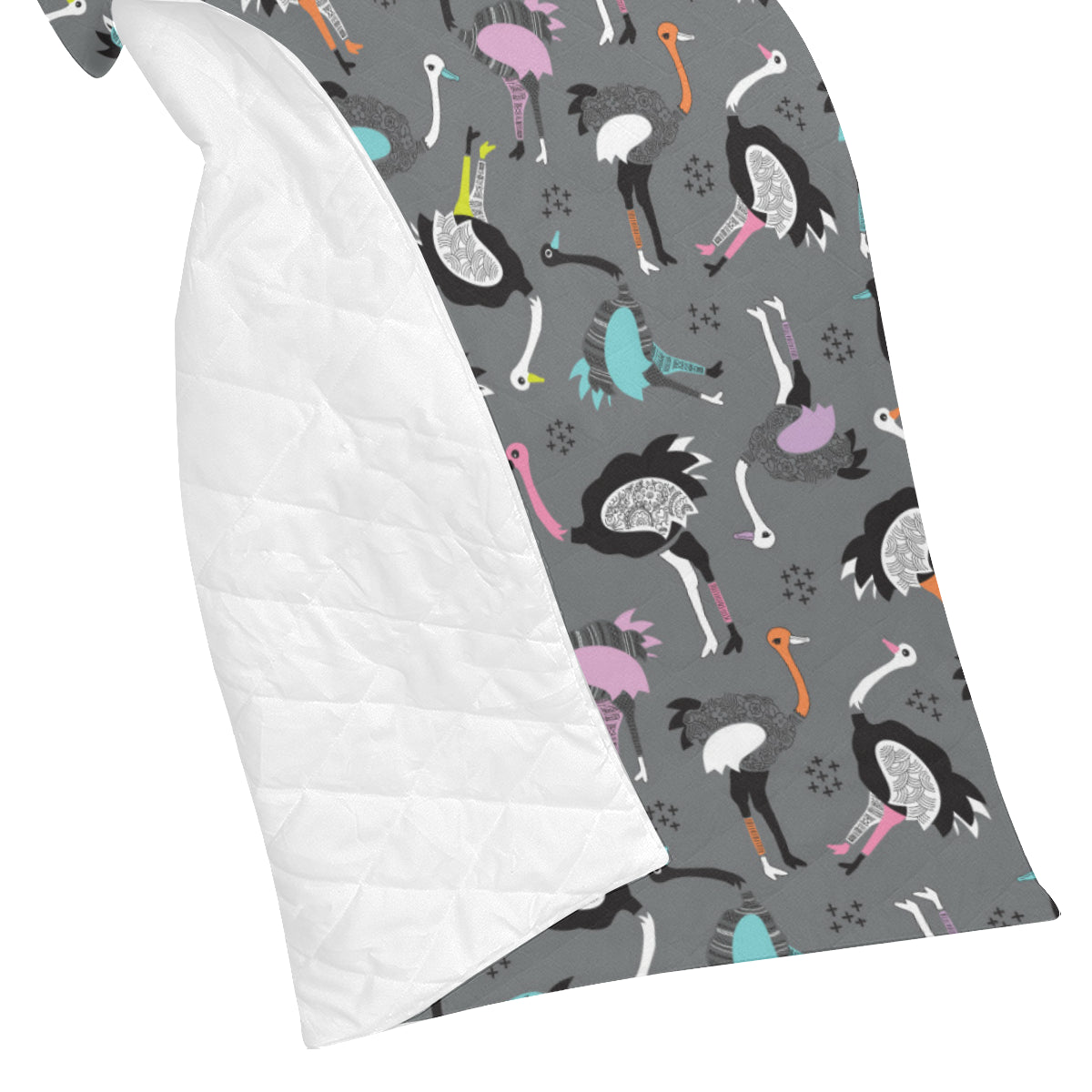Ostrich Pattern Print Design 01 Premium Quilt