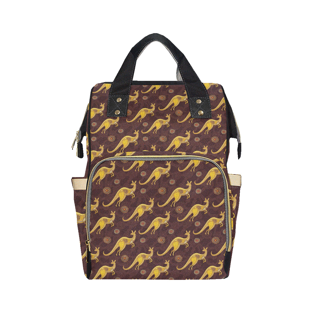Kangaroos Aboriginal Pattern Print Design 08 Diaper Bag Backpack