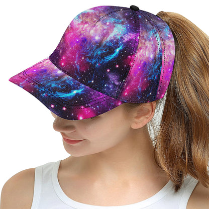 Galaxy Night Purple Space Print Snapback Cap