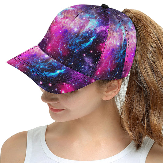 Galaxy Night Purple Space Print Snapback Cap