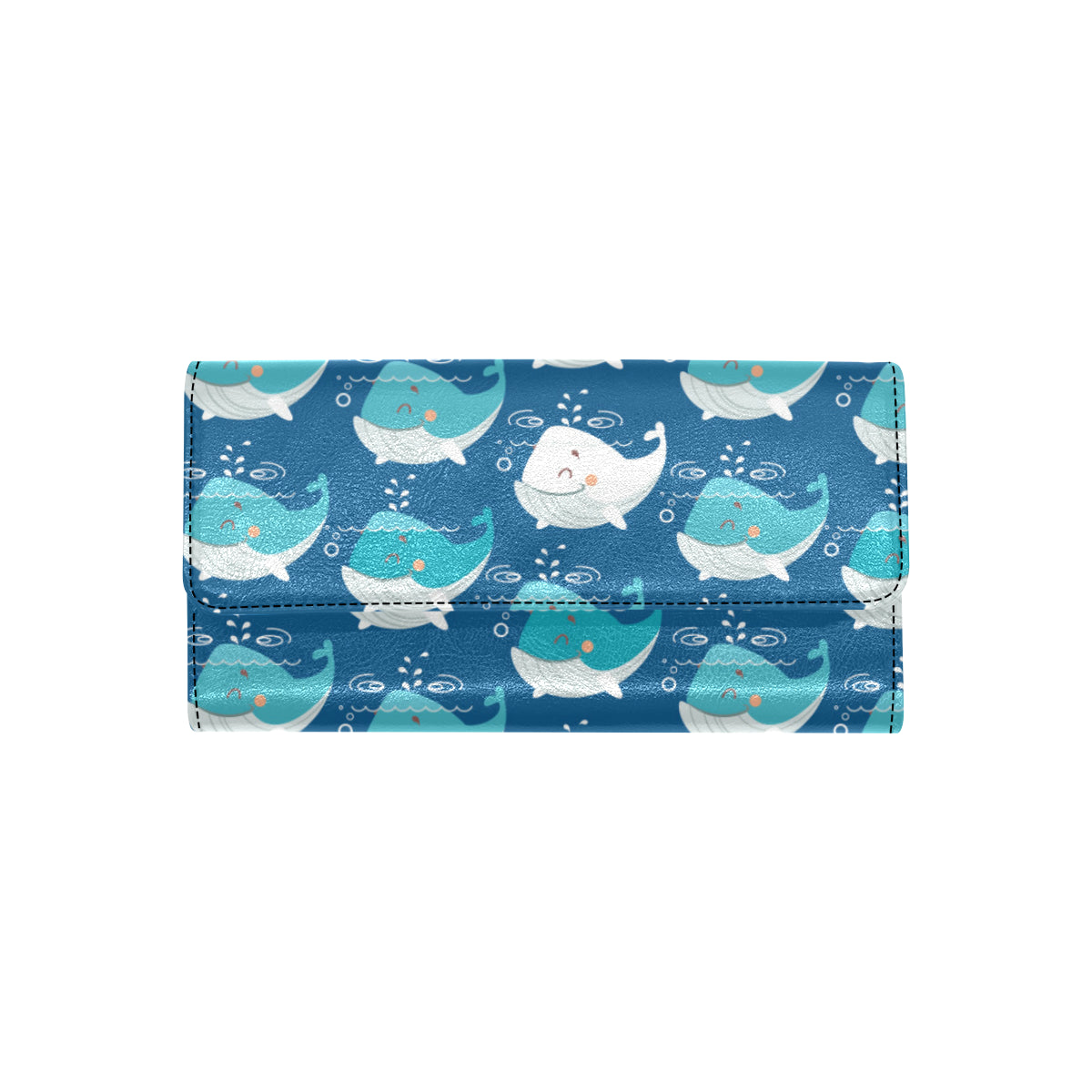 Blue Whale Pattern Print Design 01 Women's Trifold Wallet