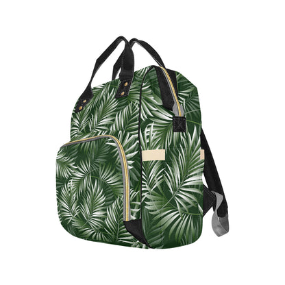 White Green Tropical Palm Leaves Diaper Bag Backpack