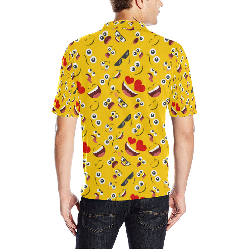 Emoji Face Print Pattern Men Polo Shirt