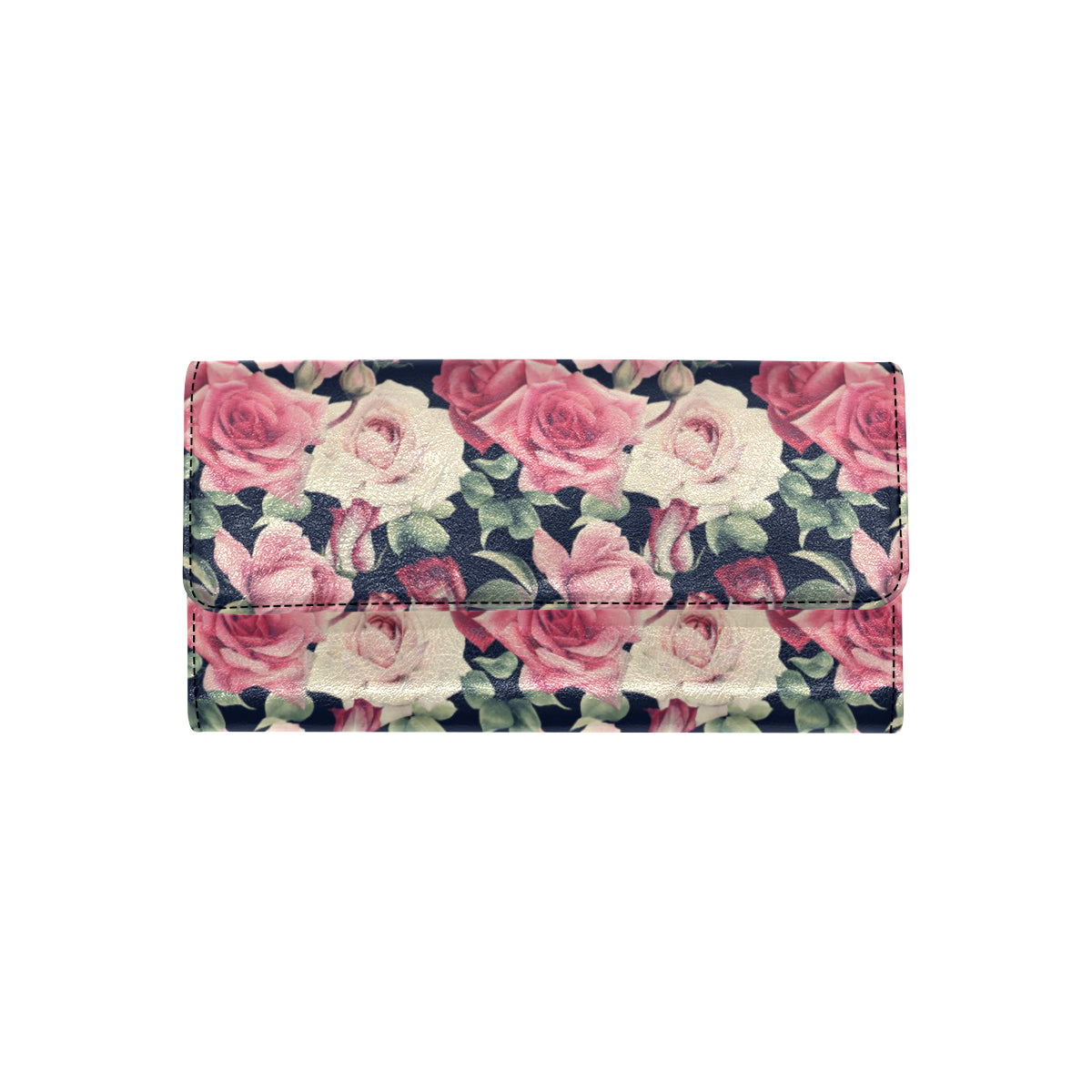 Rose Pattern Print Design RO05 Women's Trifold Wallet