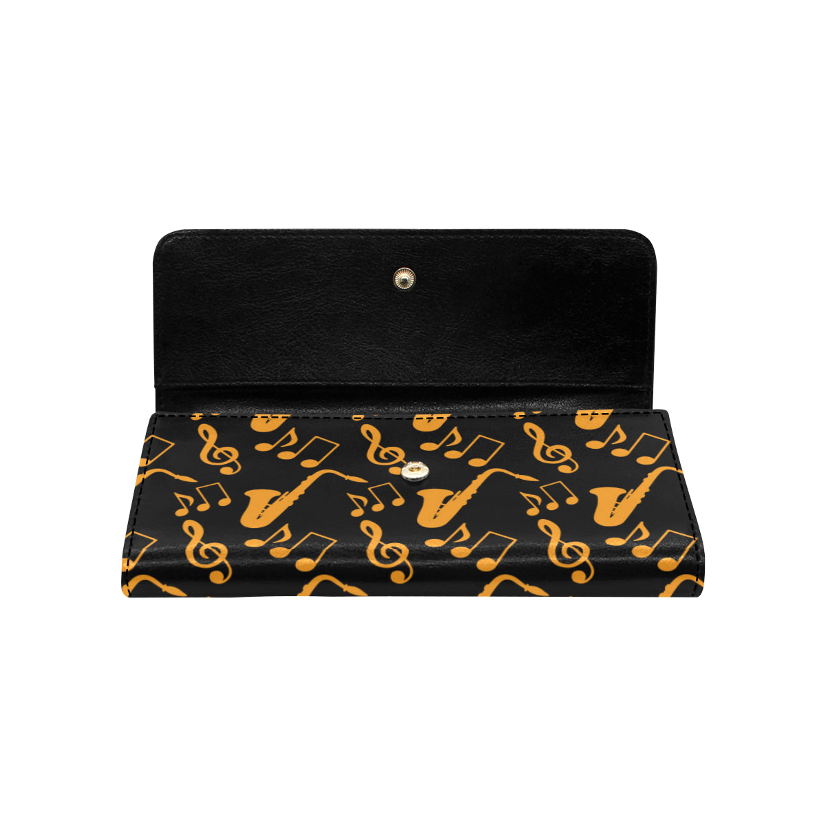Saxophone Pattern Print Design 02 Women's Trifold Wallet