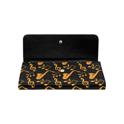 Saxophone Pattern Print Design 02 Women's Trifold Wallet