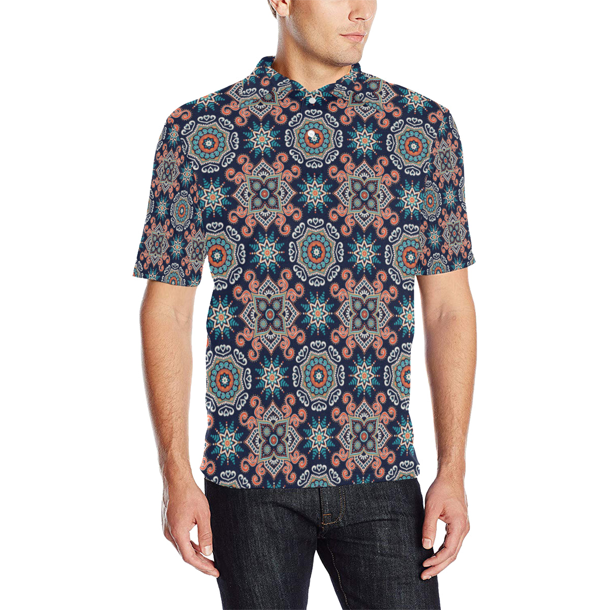 Bohemian Pattern Print Design 02 Men Polo Shirt