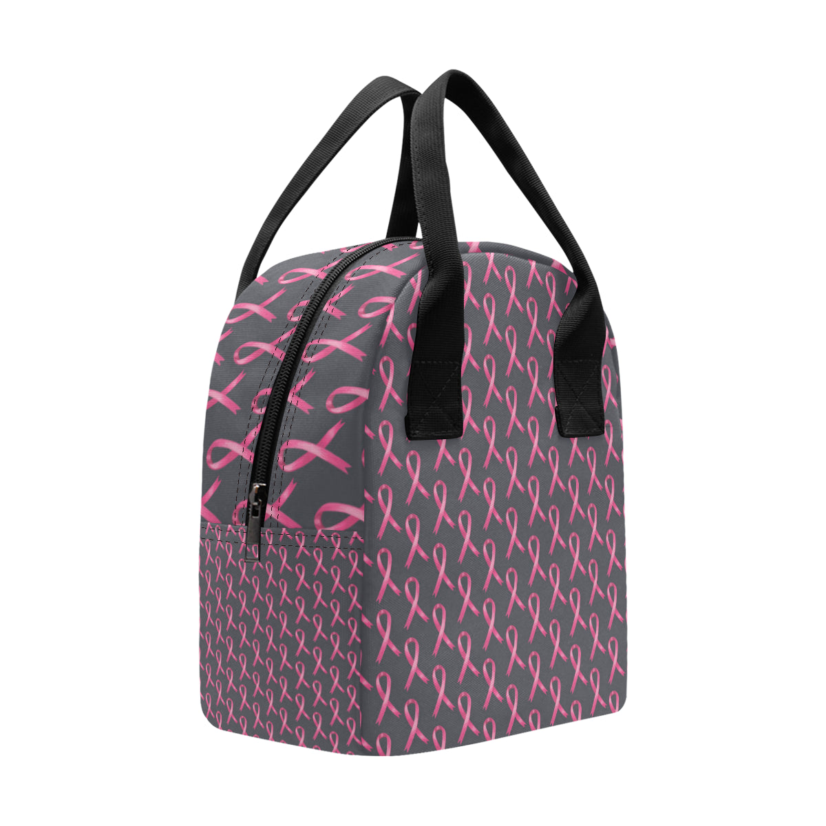 Breast Cancer Awareness Pattern Insulated Lunch Bag