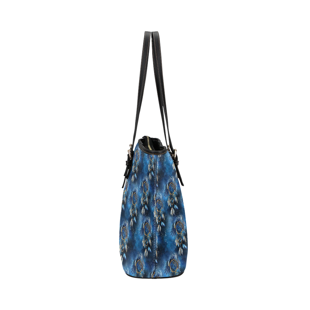 Eagles Dream Catcher Themed Leather Tote Bag