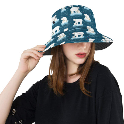 Polar Bear Pattern Print Design PB02 Unisex Bucket Hat