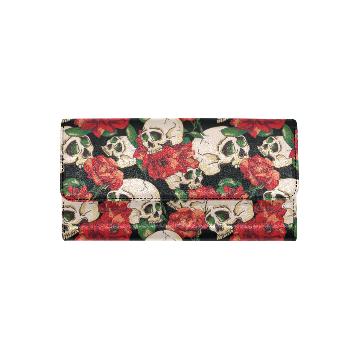 Skull Red Rose Women's Trifold Wallet