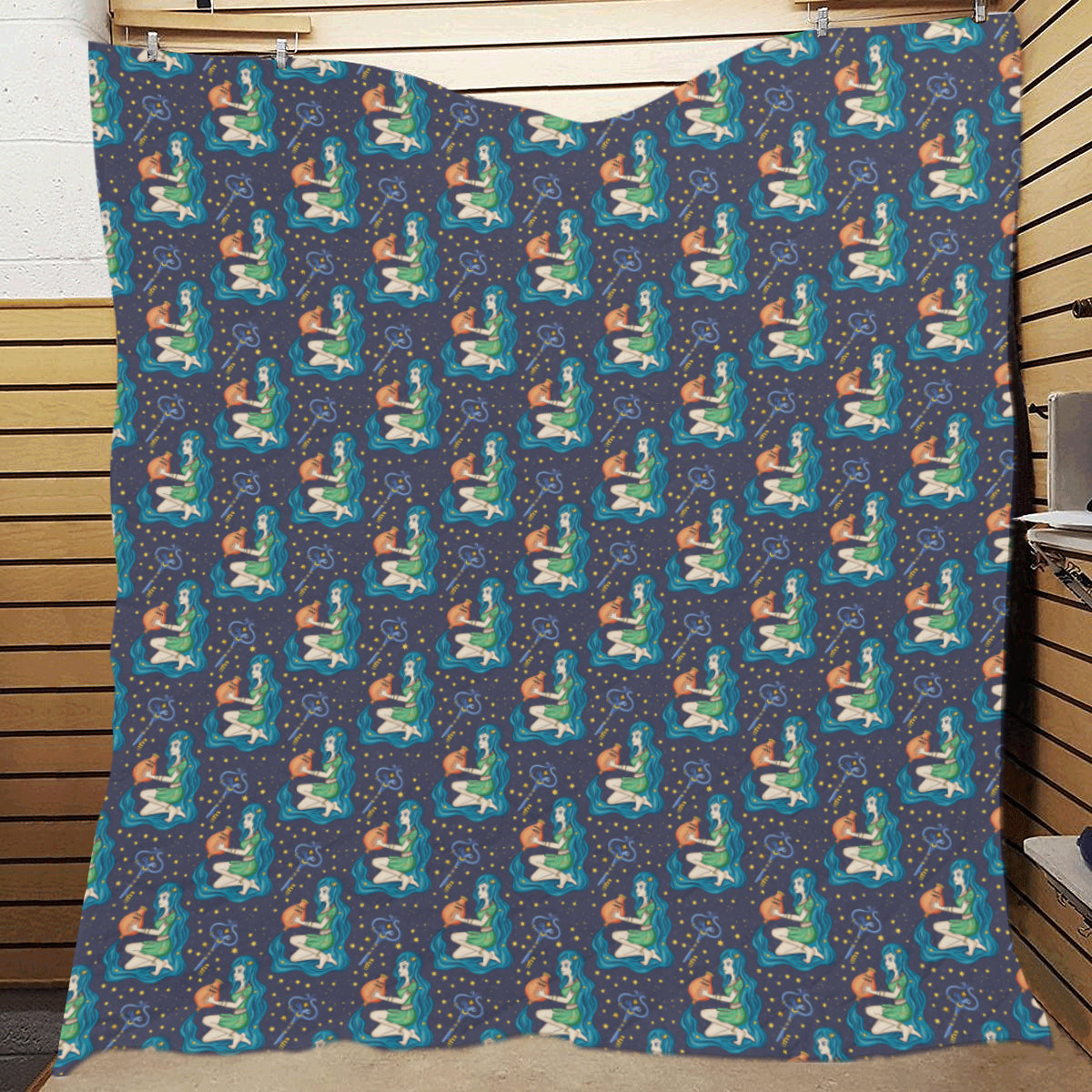 Aquarius Zodiac Pattern Print Design 03 Premium Quilt
