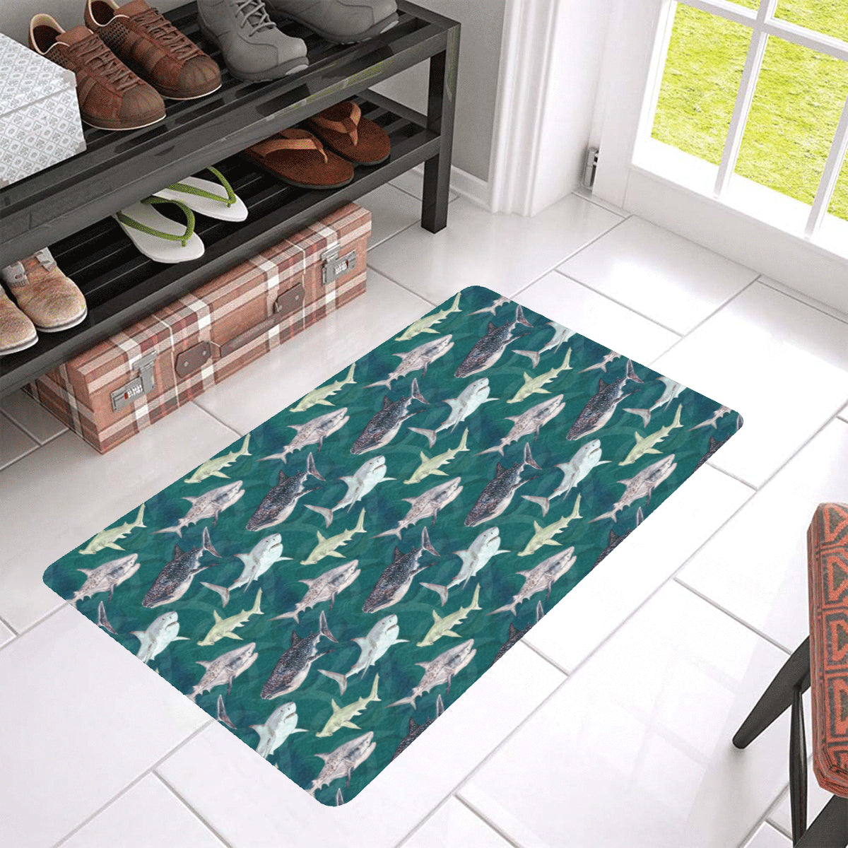Shark Style Print Rubber Doormat