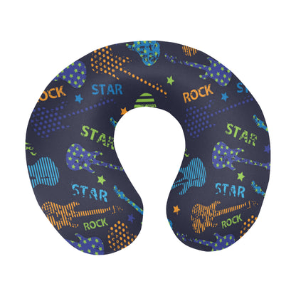Rock and Roll Pattern Print Design A04 U-Shaped Travel Neck Pillow