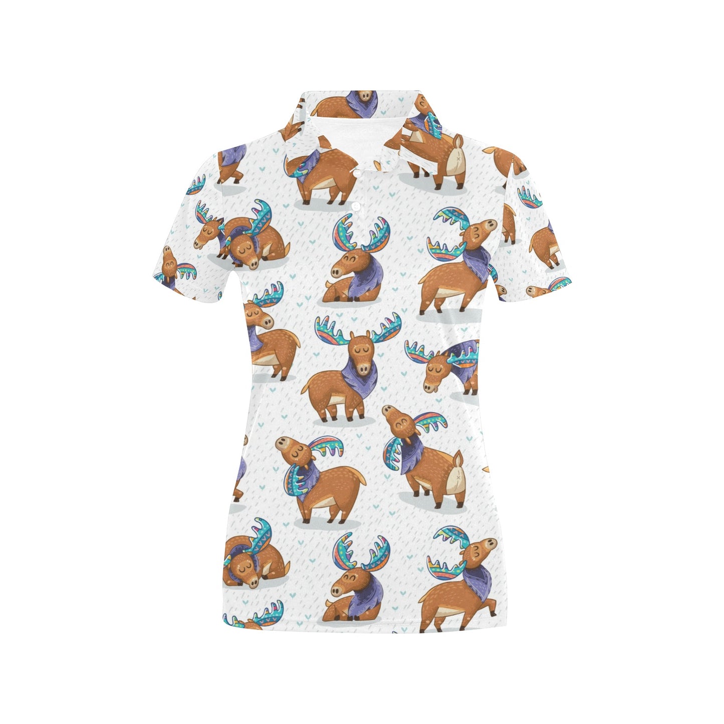 Moose Cute Pattern Print Design 01 Women's Polo Shirt